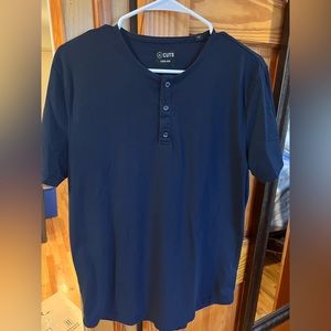 AO Henley Curve Hem - Pacific Blue
